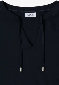 Shirt met korte mouwen en gespleten hals