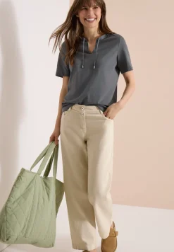 Shirt met korte mouwen en gespleten hals