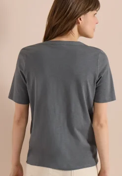 Shirt met korte mouwen en gespleten hals