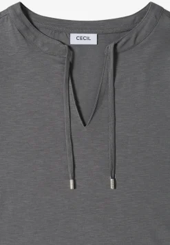 Shirt met korte mouwen en gespleten hals