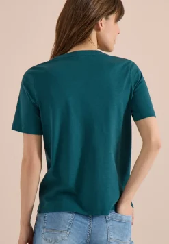 Shirt met korte mouwen en gespleten hals