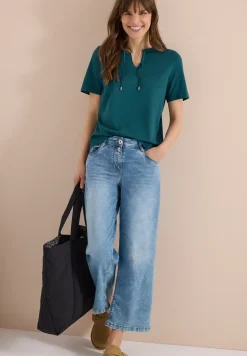 Shirt met korte mouwen en gespleten hals