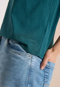 Shirt met korte mouwen en gespleten hals