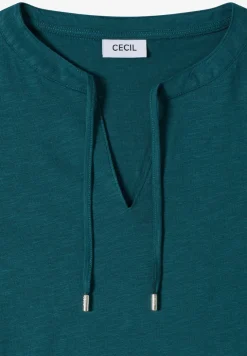 Shirt met korte mouwen en gespleten hals
