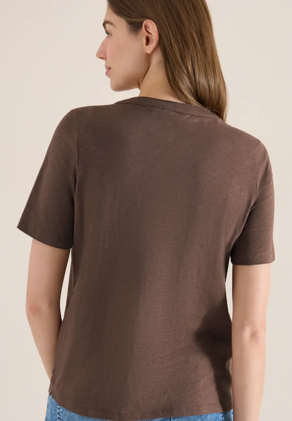 Shirt met korte mouwen en gespleten hals