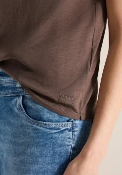 Shirt met korte mouwen en gespleten hals