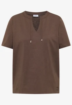 Shirt met korte mouwen en gespleten hals