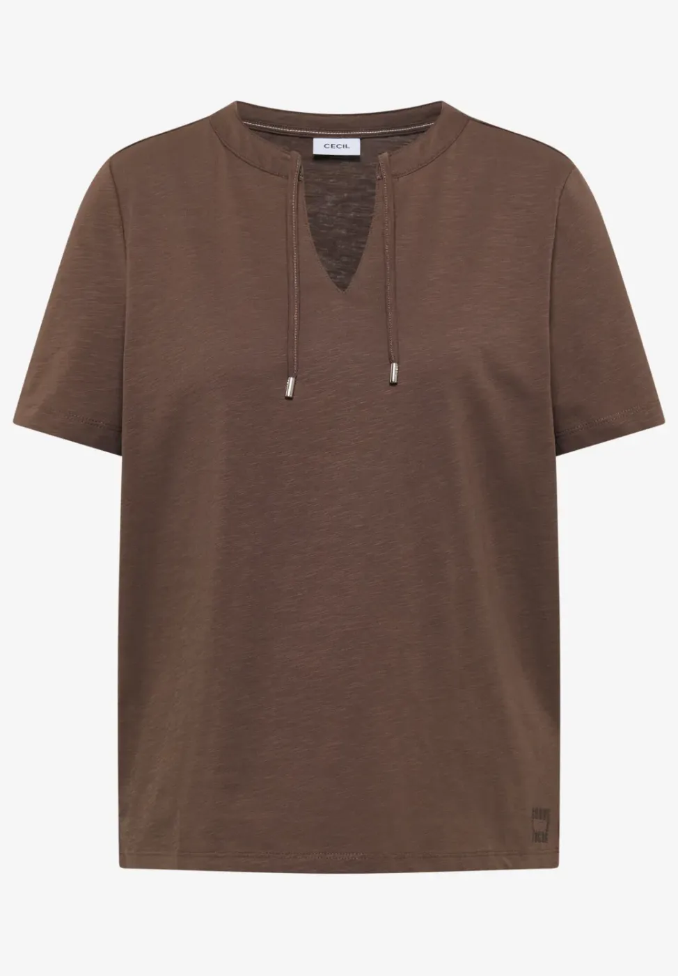 Shirt met korte mouwen en gespleten hals