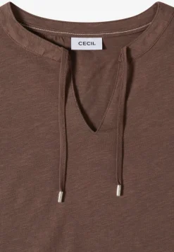 Shirt met korte mouwen en gespleten hals
