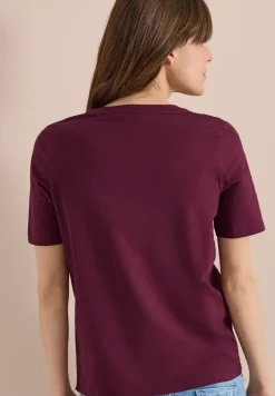 Shirt met korte mouwen en gespleten hals