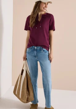 Shirt met korte mouwen en gespleten hals