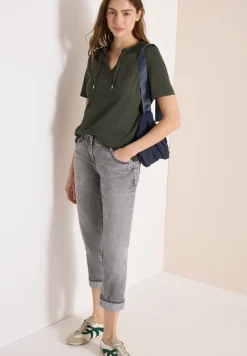 Shirt met korte mouwen en gespleten hals
