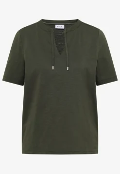 Shirt met korte mouwen en gespleten hals
