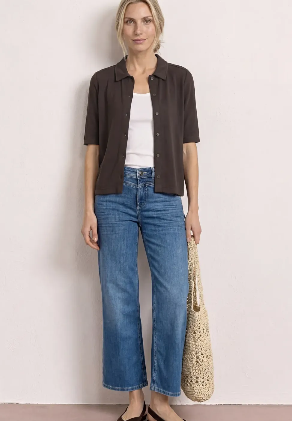 Shirt met korte mouwen en knoopsluiting