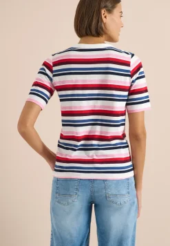 Shirt met korte mouwen en meerkleurige strepen