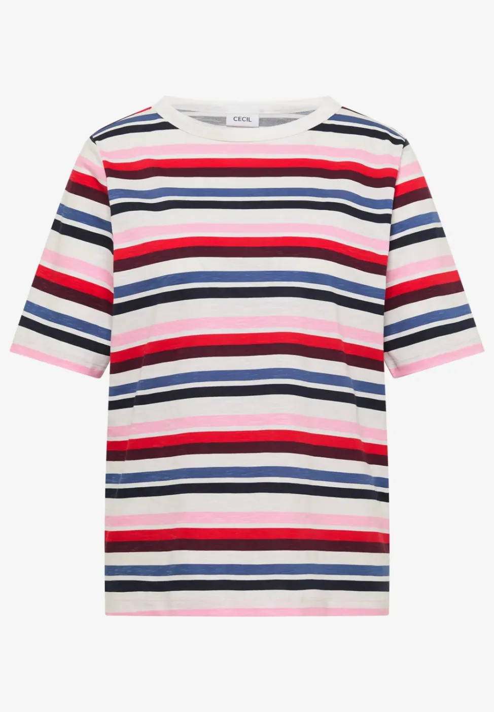Shirt met korte mouwen en meerkleurige strepen