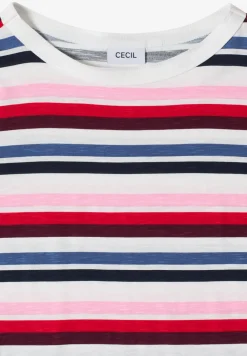 Shirt met korte mouwen en meerkleurige strepen