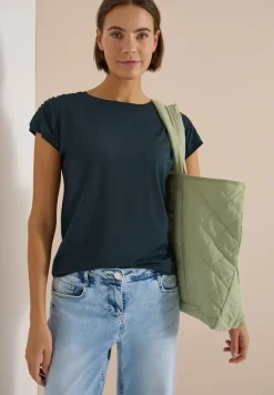 Shirt met korte mouwen en rimpels