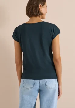 Shirt met korte mouwen en rimpels