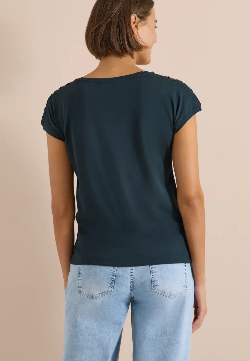 Shirt met korte mouwen en rimpels