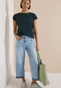 Shirt met korte mouwen en rimpels