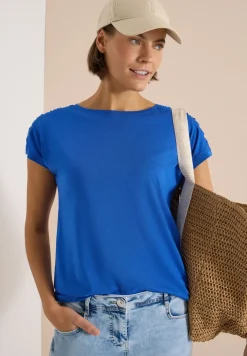Shirt met korte mouwen en rimpels