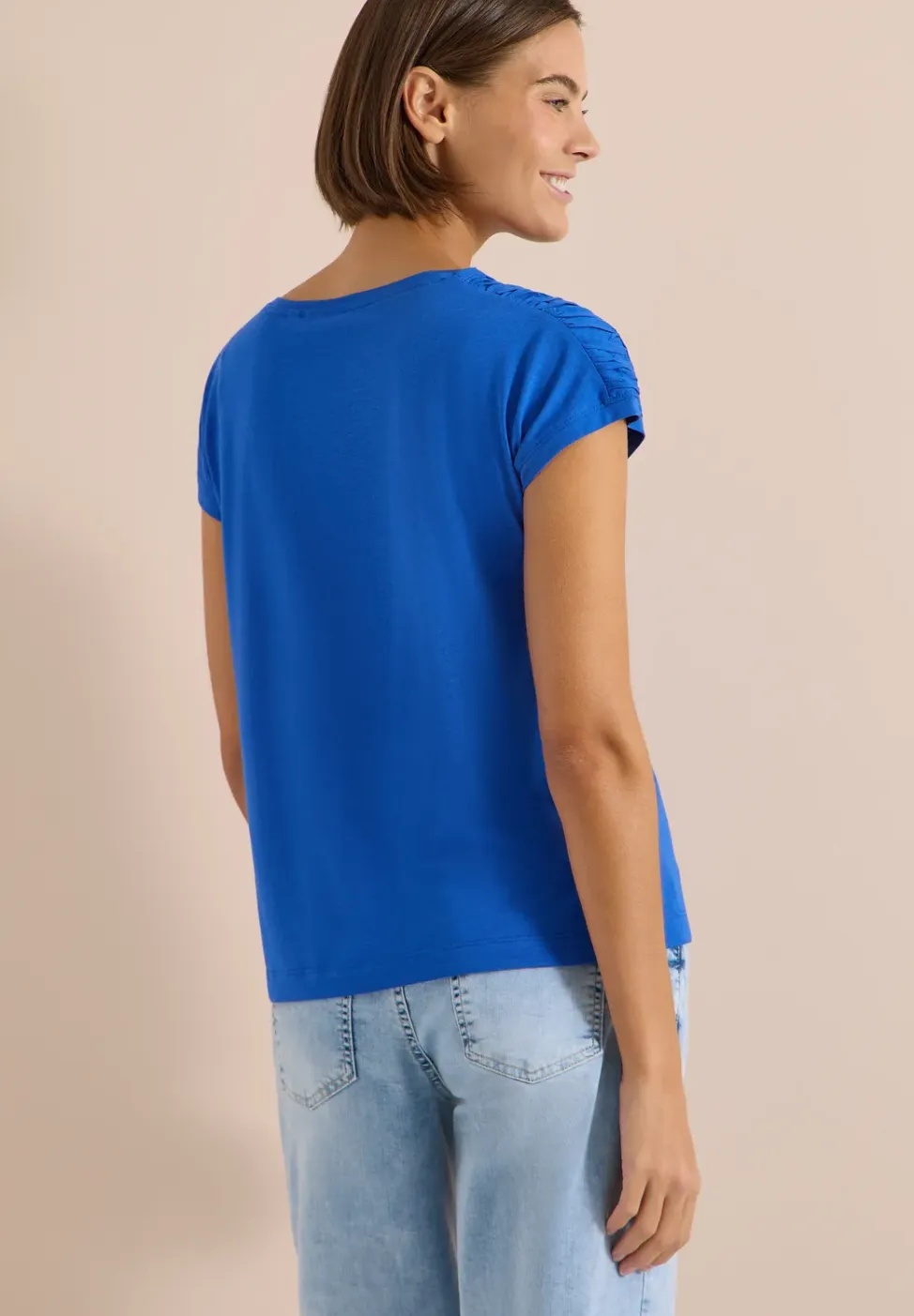 Shirt met korte mouwen en rimpels