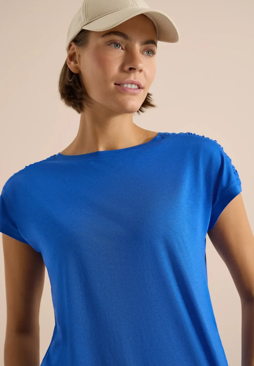 Shirt met korte mouwen en rimpels