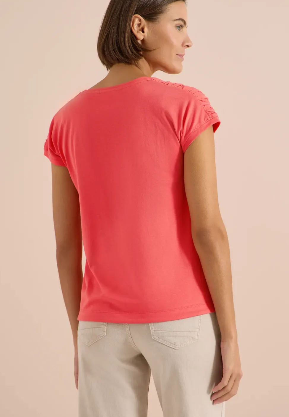 Shirt met korte mouwen en rimpels