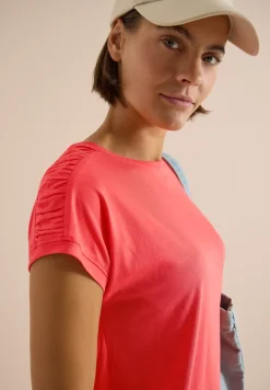 Shirt met korte mouwen en rimpels