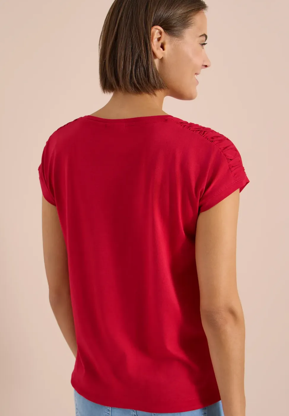 Shirt met korte mouwen en rimpels