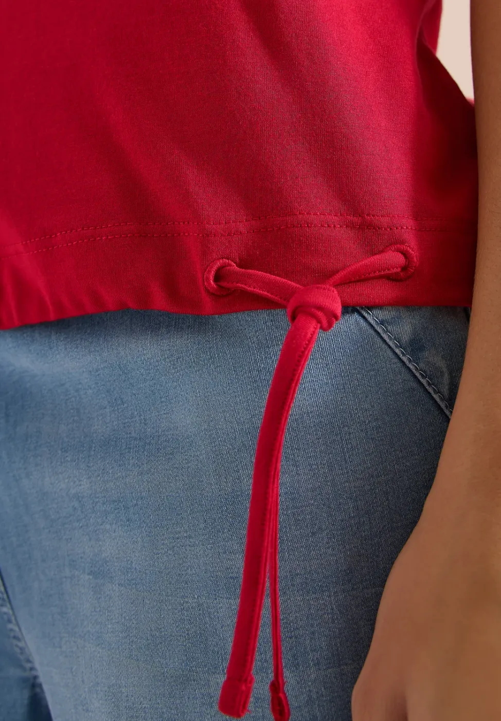 Shirt met korte mouwen en rimpels