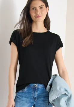 Shirt met korte mouwen en rimpels