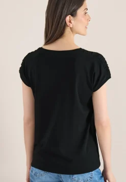 Shirt met korte mouwen en rimpels