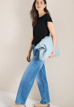 Shirt met korte mouwen en rimpels