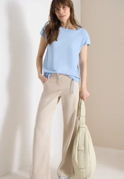 Shirt met korte mouwen en rimpels