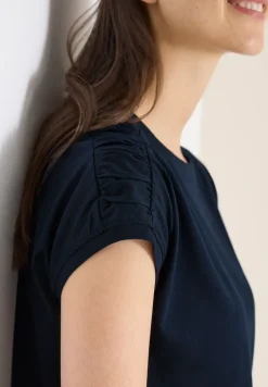 Shirt met korte mouwen en rimpels