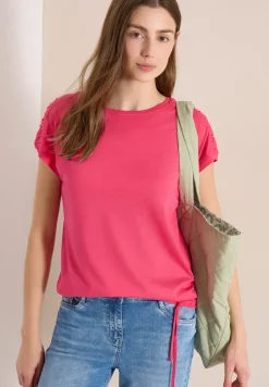 Shirt met korte mouwen en rimpels