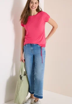 Shirt met korte mouwen en rimpels