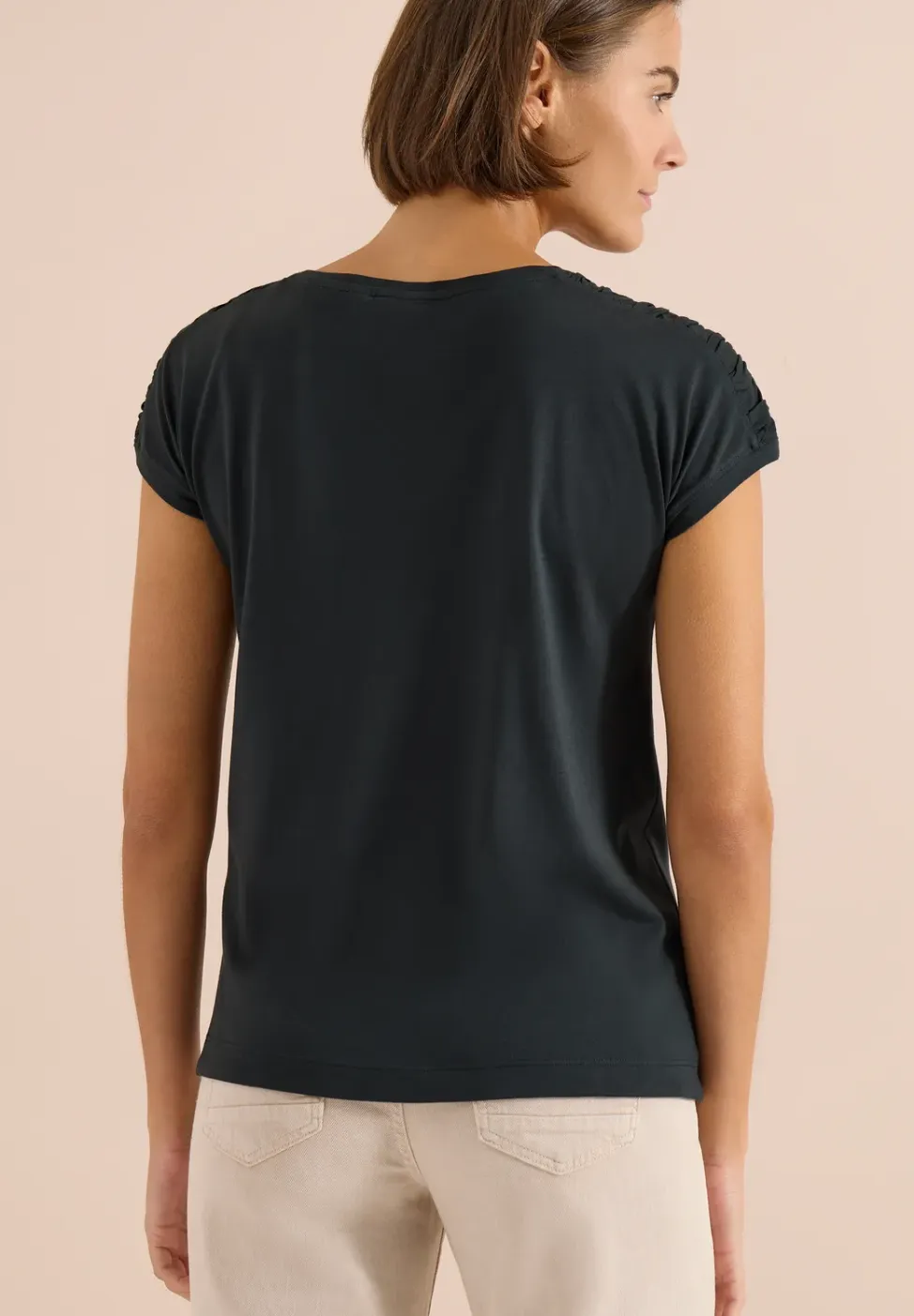Shirt met korte mouwen en rimpels