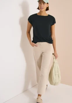 Shirt met korte mouwen en rimpels