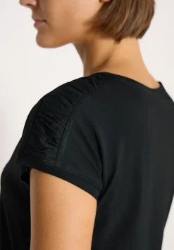 Shirt met korte mouwen en rimpels