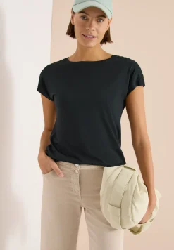 Shirt met korte mouwen en rimpels