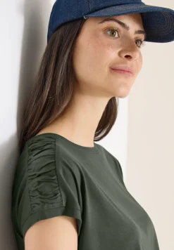 Shirt met korte mouwen en rimpels