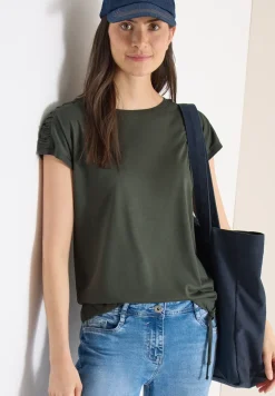 Shirt met korte mouwen en rimpels
