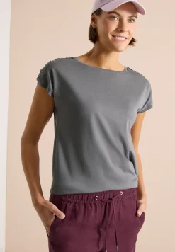 Shirt met korte mouwen en rimpels