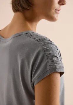 Shirt met korte mouwen en rimpels