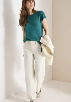 Shirt met korte mouwen en rimpels