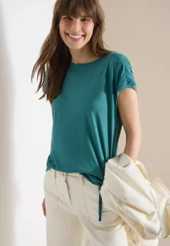 Shirt met korte mouwen en rimpels