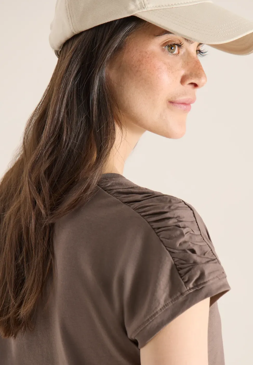Shirt met korte mouwen en rimpels